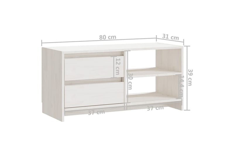 TV-bänk vit 80x31x39 cm massiv furu - Vit - Möbler - Tv möbel & mediamöbel - TV bänk & mediabänk