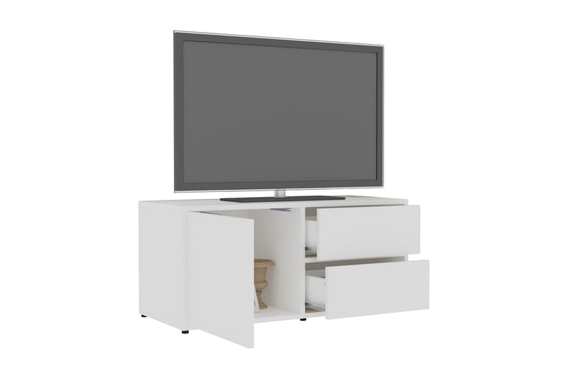 TV-bänk vit 80x34x36 cm spånskiva - Vit - TV bänk & mediabänk