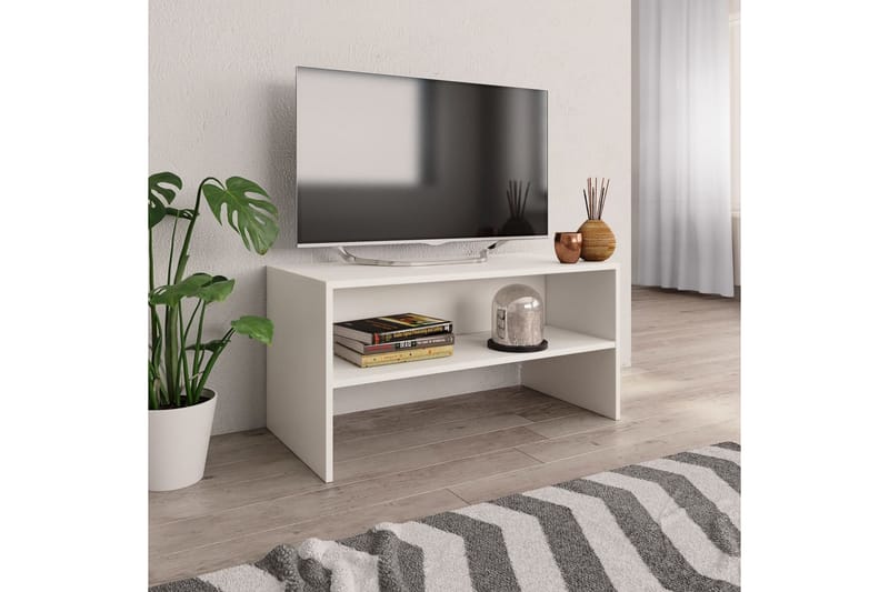 TV-bänk vit 80x40x40 cm spånskiva - Vit - TV bänk & mediabänk