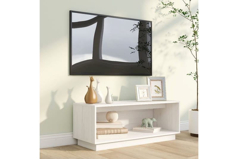 Tv-bänk vit 90x35x35 cm massiv furu - Vit - Möbler - Tv möbel & mediamöbel - TV bänk & mediabänk