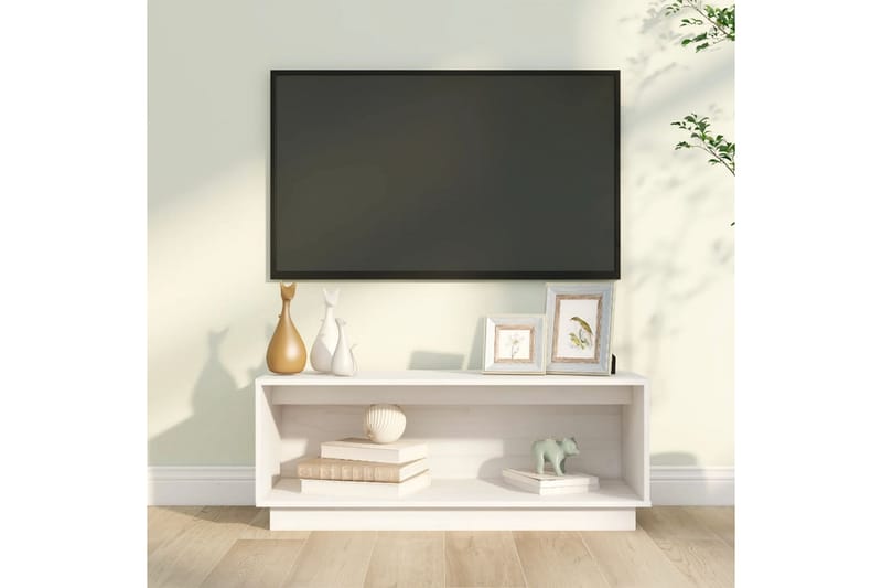 Tv-bänk vit 90x35x35 cm massiv furu - Vit - Möbler - Tv möbel & mediamöbel - TV bänk & mediabänk