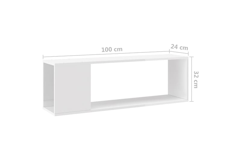 TV-bänk vit högglans 100x24x32 cm spånskiva - Vit - Möbler - Tv möbel & mediamöbel - TV bänk & mediabänk