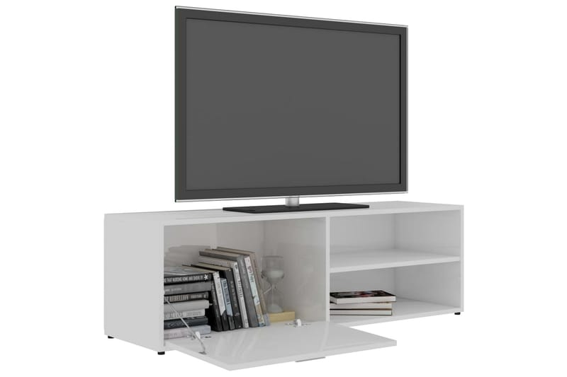 TV-bänk vit högglans 120x34x37 cm spånskiva - Vit - Möbler - Tv möbel & mediamöbel - TV bänk & mediabänk