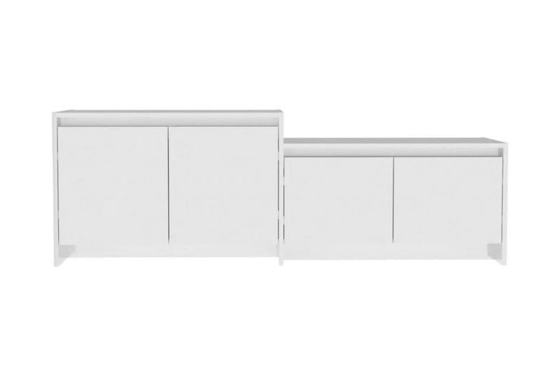 TV-bänk vit högglans 146,5x35x50 cm spånskiva - Vit - TV bänk & mediabänk