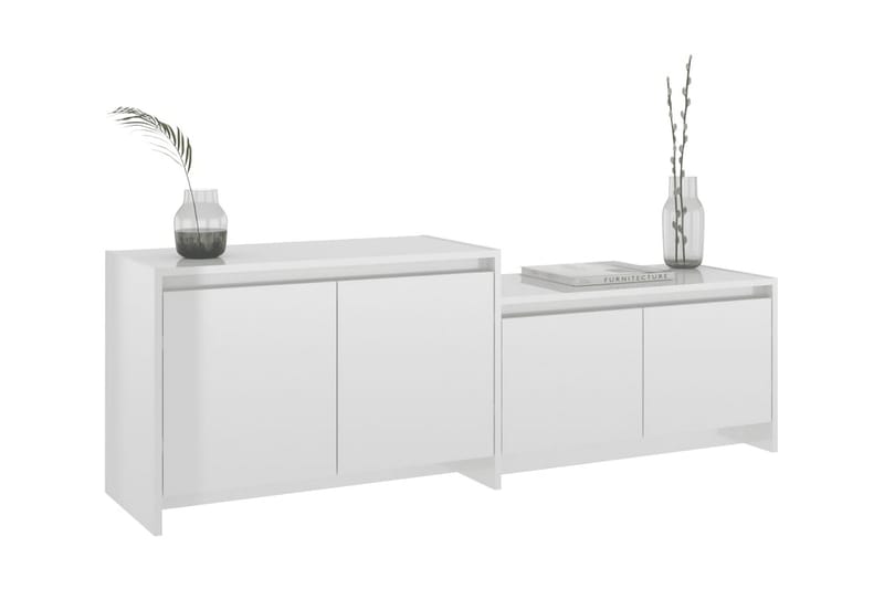 TV-bänk vit högglans 146,5x35x50 cm spånskiva - Vit - Möbler - Tv möbel & mediamöbel - TV bänk & mediabänk