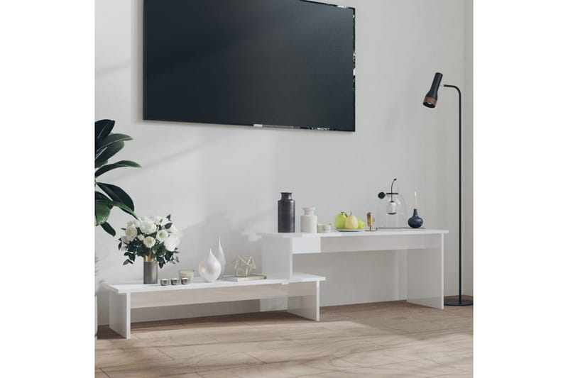 TV-bänk vit högglans 180x30x43 cm spånskiva - Vit - TV bänk & mediabänk