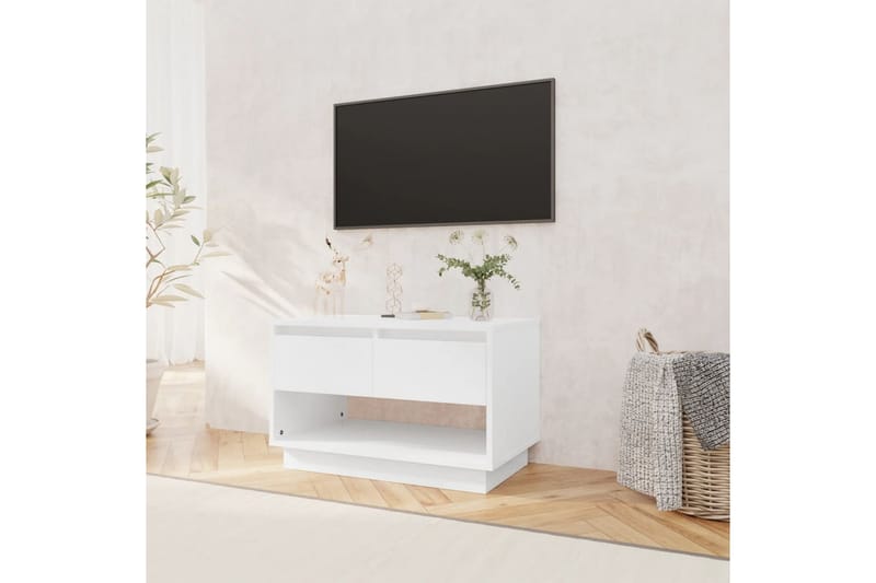 TV-bänk vit högglans 70x41x44 cm spånskiva - Vit - TV bänk & mediabänk