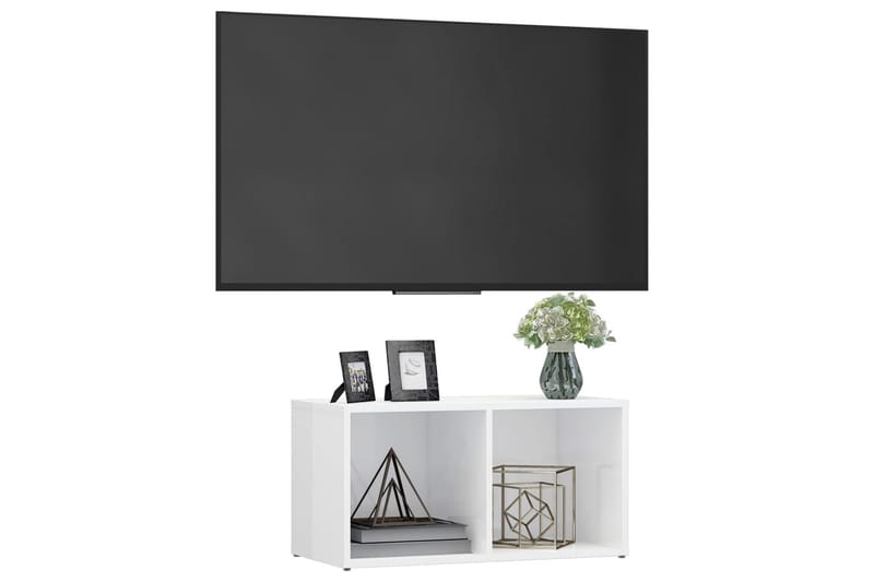 TV-bänk vit högglans 72x35x36,5 cm spånskiva - Vit - TV bänk & mediabänk