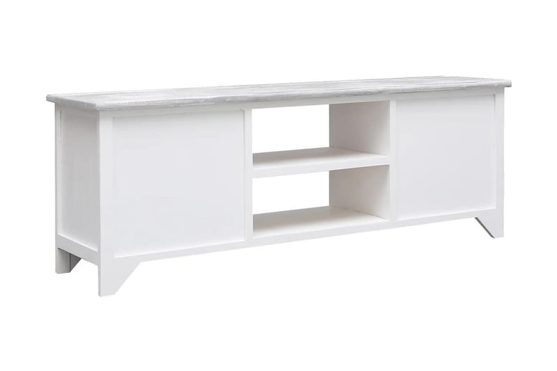 TV-bänk vit och grå 108x30x40 cm massivt kejsarträ - Grå - Möbler - Tv möbel & mediamöbel - TV bänk & mediabänk