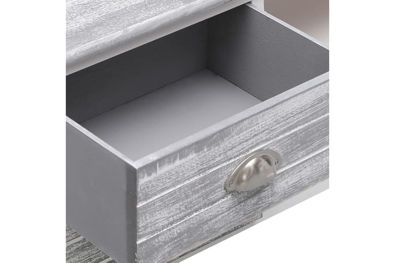 TV-bänk vit och grå 108x30x40 cm massivt kejsarträ - Grå - Möbler - Tv möbel & mediamöbel - TV bänk & mediabänk