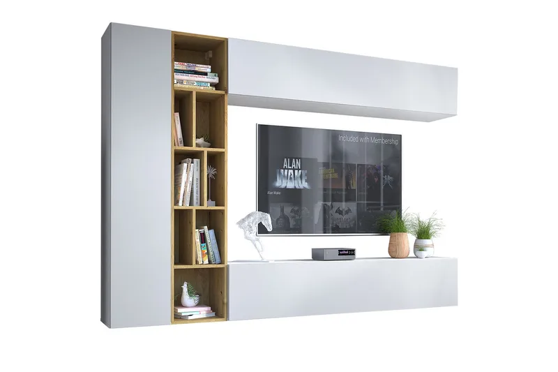 Tv-bänk - Vit|Ek - Möbler - Tv möbel & mediamöbel - TV bänk & mediabänk