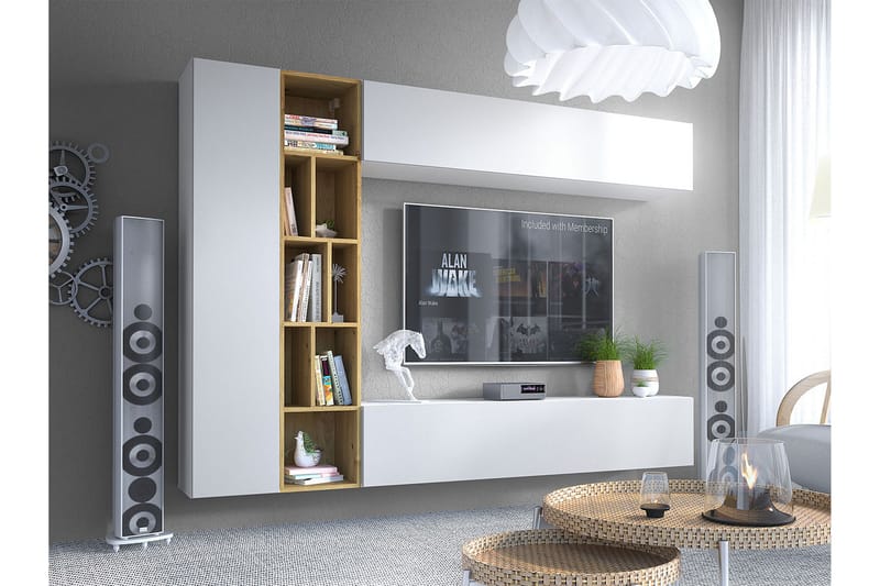 Tv-bänk - Vit|Ek - Möbler - Tv möbel & mediamöbel - TV bänk & mediabänk