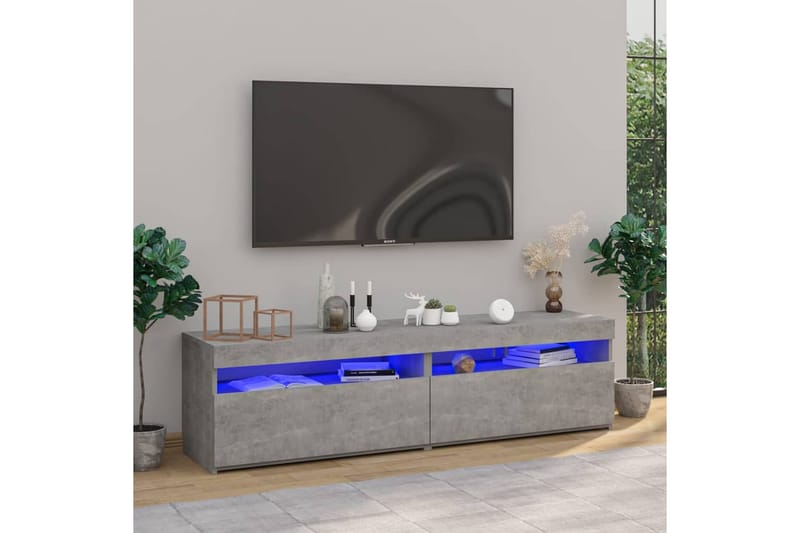Tv-bänkar med LED-belysning 2 st betonggrå 75x35x40 cm - Grå - Möbler - Tv möbel & mediamöbel - TV bänk & mediabänk