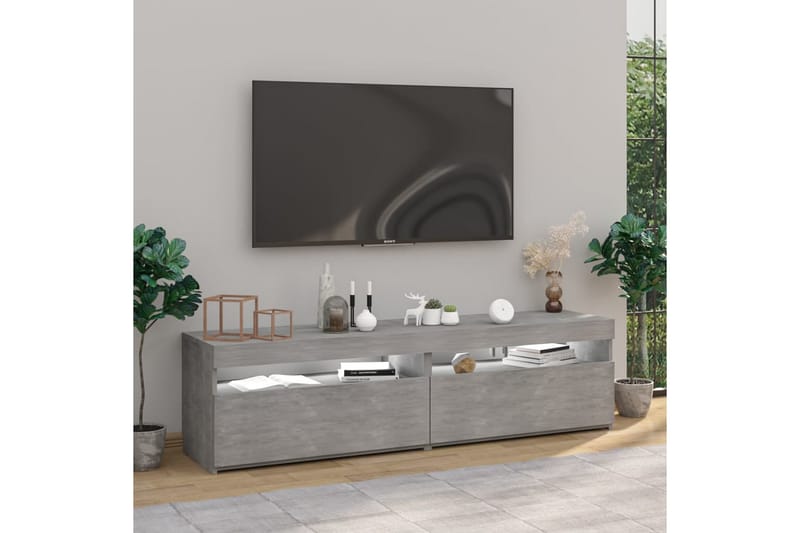 Tv-bänkar med LED-belysning 2 st betonggrå 75x35x40 cm - Grå - Möbler - Tv möbel & mediamöbel - TV bänk & mediabänk