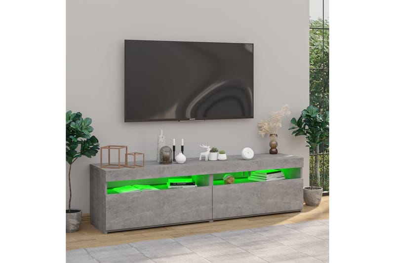 Tv-bänkar med LED-belysning 2 st betonggrå 75x35x40 cm - Grå - Möbler - Tv möbel & mediamöbel - TV bänk & mediabänk