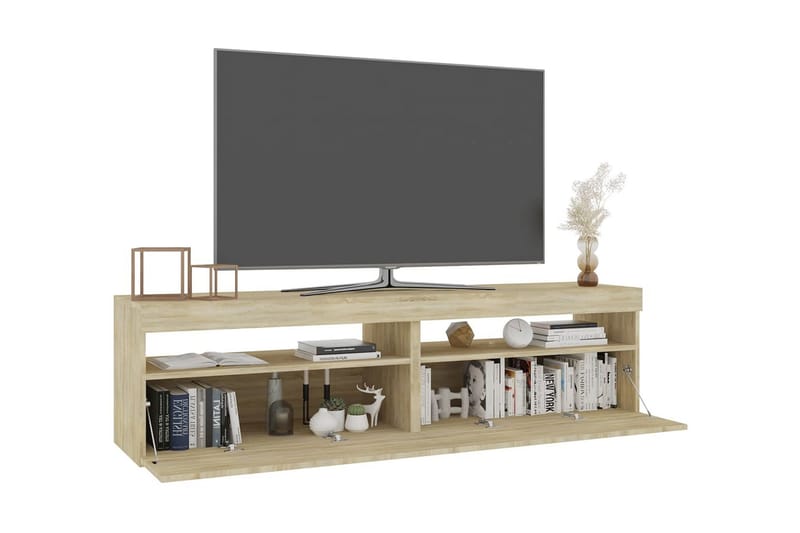 Tv-bänkar med LED-belysning 2 st sonoma-ek 75x35x40 cm - Brun - Möbler - Tv möbel & mediamöbel - TV bänk & mediabänk