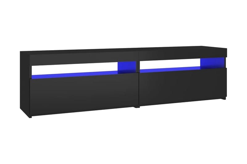Tv-bänkar med LED-belysning 2 st svart 75x35x40 cm - Svart - Möbler - Tv möbel & mediamöbel - TV bänk & mediabänk