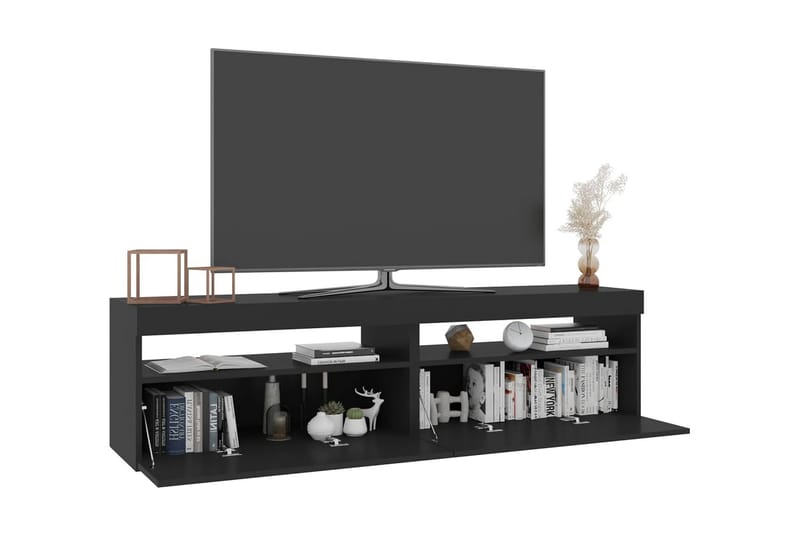 Tv-bänkar med LED-belysning 2 st svart 75x35x40 cm - Svart - Möbler - Tv möbel & mediamöbel - TV bänk & mediabänk