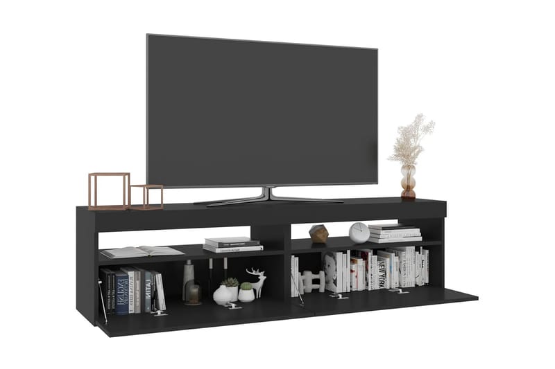 Tv-bänkar med LED-belysning 2 st svart 75x35x40 cm - Svart - TV bänk & mediabänk