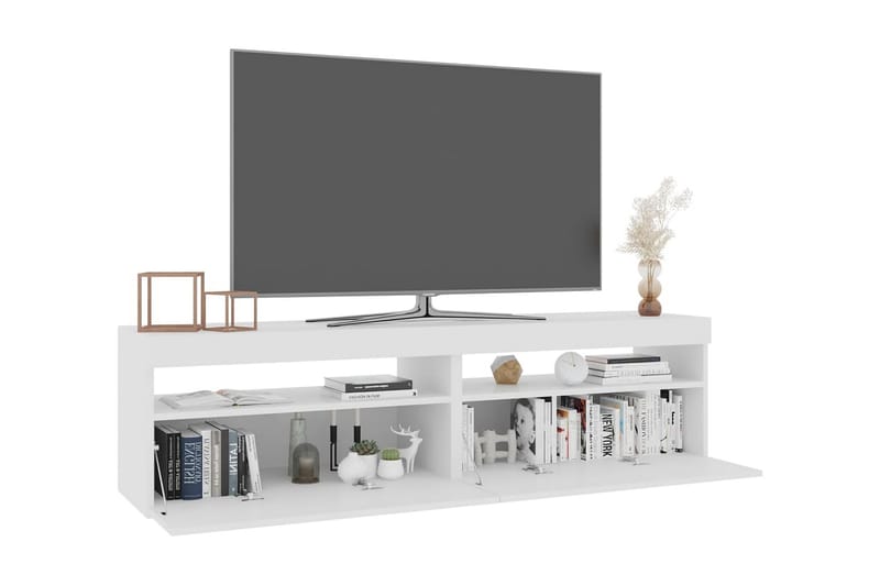 Tv-bänkar med LED-belysning 2 st vit 75x35x40 cm - Vit - Möbler - Tv möbel & mediamöbel - TV bänk & mediabänk