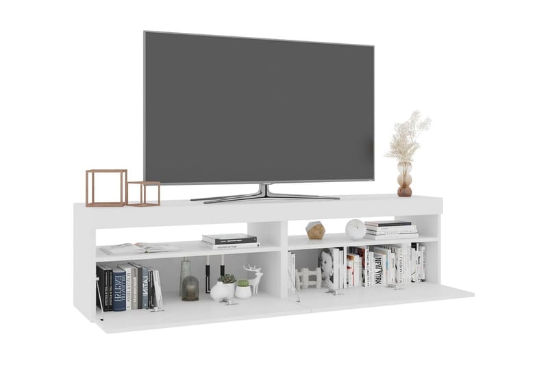 Tv-bänkar med LED-belysning 2 st vit 75x35x40 cm - Vit - TV bänk & mediabänk