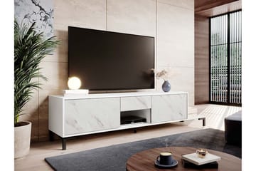 Tv Golvstående Tv Bänk 195 cm med Förvaring i Trä - Vit - Möbler - Tv möbel & mediamöbel - TV bänk & mediabänk