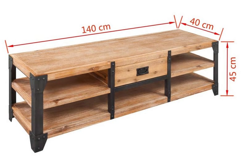 TV-möbel massivt akaciaträ 140x40x45 cm - Brun - TV bänk & mediabänk