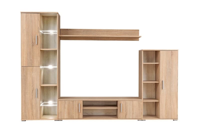 TV-möbel med LED-belysning sonoma-ek - Brun - Möbler - Tv möbel & mediam�öbel - TV bänk & mediabänk