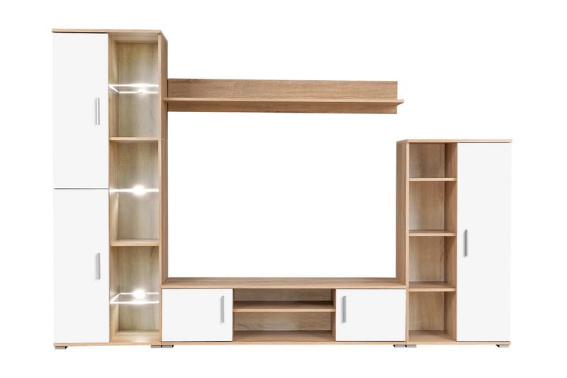 TV-m�öbel med LED-belysning sonoma-ek och vit - Brun - Möbler - Tv möbel & mediamöbel - TV bänk & mediabänk