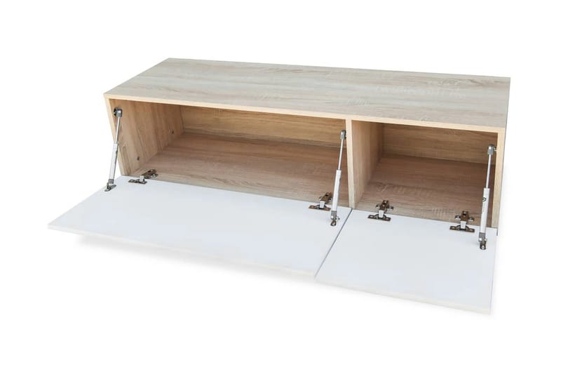TV-möbel spånskiva 120x40x34 cm ek och vit högglans - Brun - Möbler - Tv möbel & mediamöbel - TV bänk & mediabänk