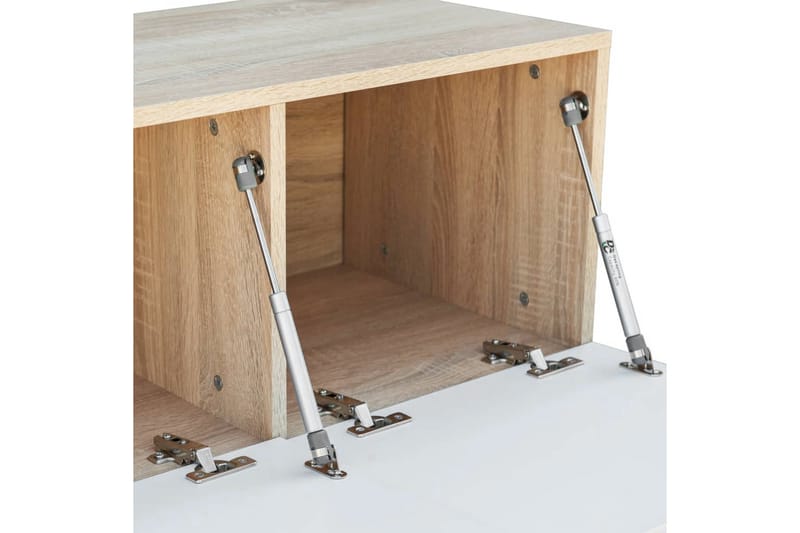 TV-möbel spånskiva 120x40x34 cm ek och vit högglans - Brun - Möbler - Tv möbel & mediamöbel - TV bänk & mediabänk