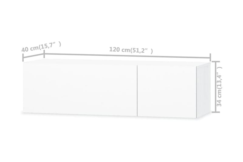 TV-möbel spånskiva 120x40x34 cm vit högglans - Vit - TV bänk & mediabänk