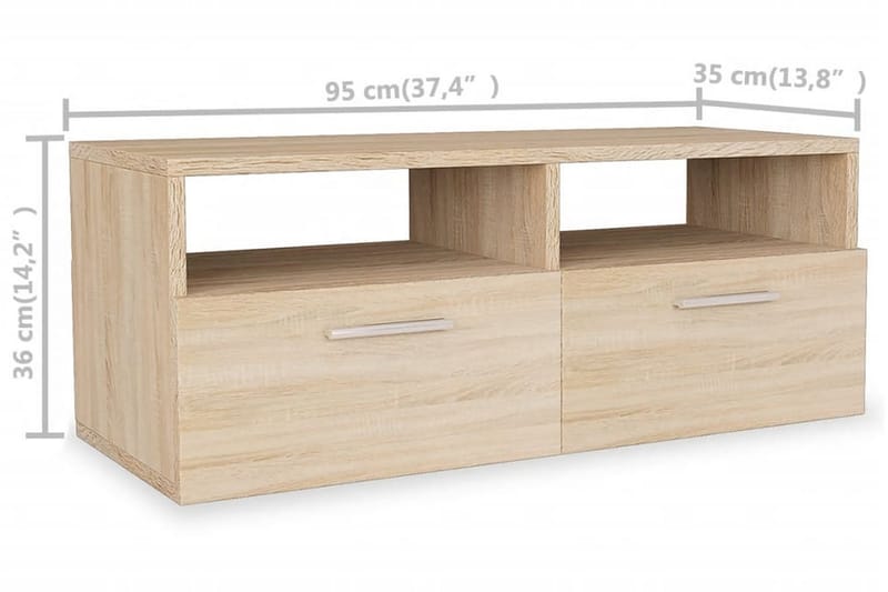 TV-möbel spånskiva 95x35x36 cm ek - Brun - Möbler - Tv möbel & mediamöbel - TV bänk & mediabänk