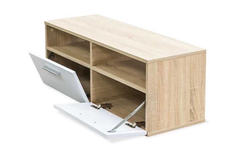 TV-möbel spånskiva 95x35x36 cm ek och vit - Brun - Möbler - Tv möbel & mediamöbel - TV bänk & mediabänk