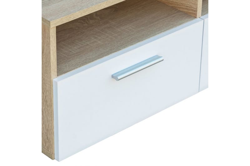TV-möbel spånskiva 95x35x36 cm ek och vit - Brun - Möbler - Tv möbel & mediamöbel - TV bänk & mediabänk
