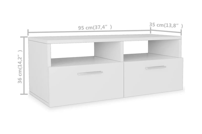 TV-möbel spånskiva 95x35x36 cm vit - Vit - Möbler - Tv möbel & mediamöbel - TV bänk & mediabänk