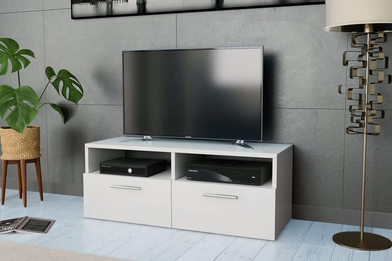 TV-möbel spånskiva 95x35x36 cm vit - Vit - Möbler - Tv möbel & mediamöbel - TV bänk & mediabänk