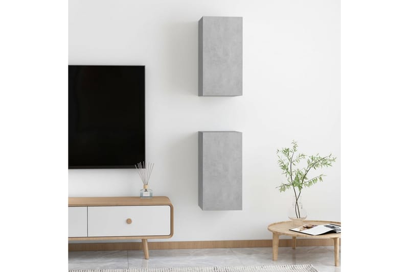TV-skåp 2 st betonggrå 30,5x30x60 cm spånskiva - Grå - Möbler - Tv möbel & mediamöbel - TV bänk & mediabänk