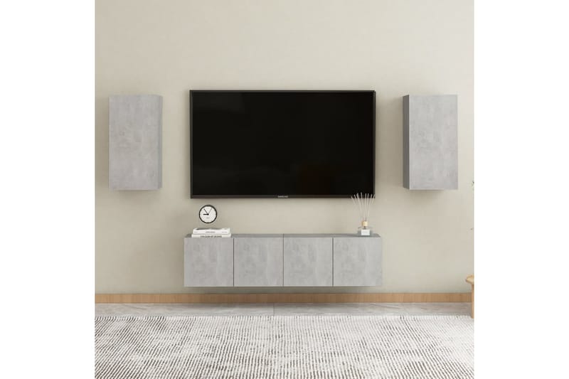 TV-skåp 2 st betonggrå 30,5x30x60 cm spånskiva - Grå - Möbler - Tv möbel & mediamöbel - TV bänk & mediabänk