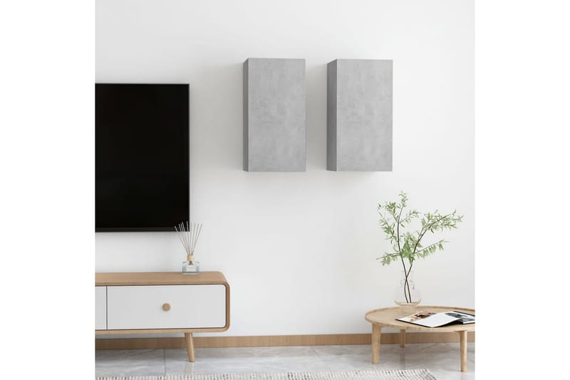 TV-skåp 2 st betonggrå 30,5x30x60 cm spånskiva - Grå - Möbler - Tv möbel & mediamöbel - TV bänk & mediabänk