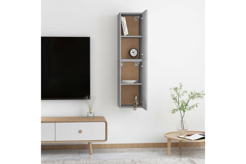 TV-skåp 2 st betonggrå 30,5x30x60 cm spånskiva - Grå - Möbler - Tv möbel & mediamöbel - TV bänk & mediabänk