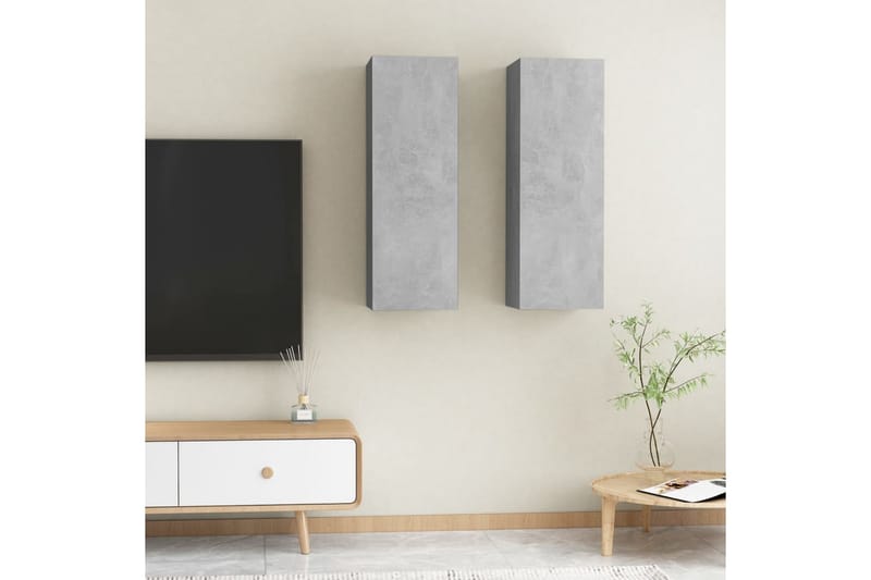 TV-skåp 2 st betonggrå 30,5x30x90 cm spånskiva - Grå - Möbler - Tv möbel & mediamöbel - TV bänk & mediabänk
