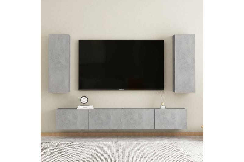TV-skåp 2 st betonggrå 30,5x30x90 cm spånskiva - Grå - Möbler - Tv möbel & mediamöbel - TV bänk & mediabänk