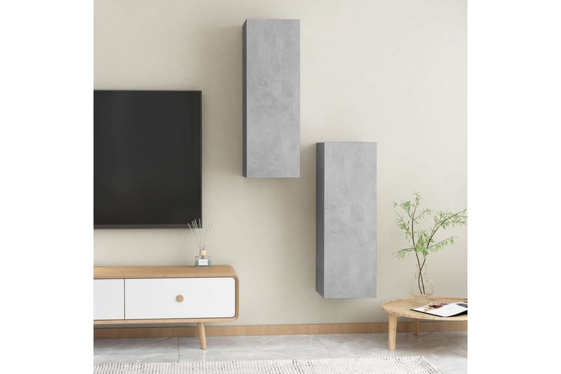 TV-skåp 2 st betonggrå 30,5x30x90 cm spånskiva - Grå - Möbler - Tv möbel & mediamöbel - TV bänk & mediabänk