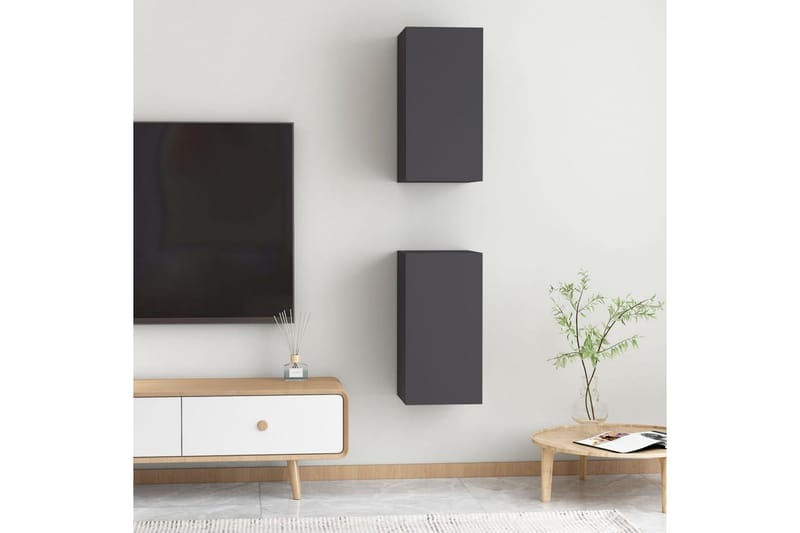 TV-skåp 2 st grå 30,5x30x60 cm spånskiva - Grå - Möbler - Tv möbel & mediamöbel - TV bänk & mediabänk