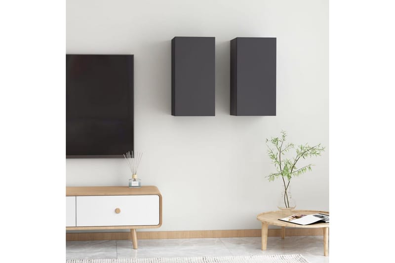 TV-skåp 2 st grå 30,5x30x60 cm spånskiva - Grå - Möbler - Tv möbel & mediamöbel - TV bänk & mediabänk