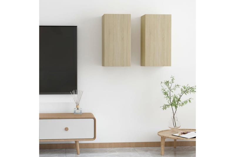 TV-skåp 2 st sonoma-ek 30,5x30x60 cm spånskiva - Brun - Möbler - Tv möbel & mediamöbel - TV bänk & mediabänk