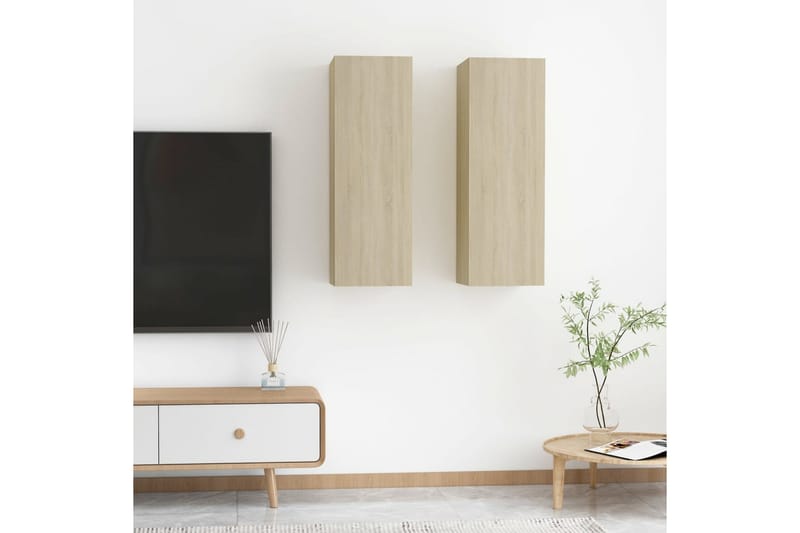 TV-skåp 2 st sonoma-ek 30,5x30x90 cm spånskiva - Brun - Möbler - Tv möbel & mediamöbel - TV bänk & mediabänk