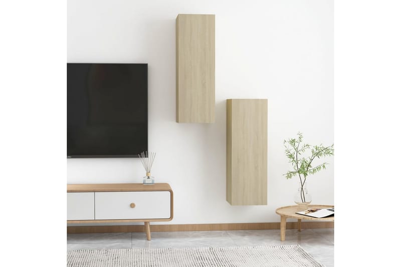 TV-skåp 2 st sonoma-ek 30,5x30x90 cm spånskiva - Brun - Möbler - Tv möbel & mediamöbel - TV bänk & mediabänk