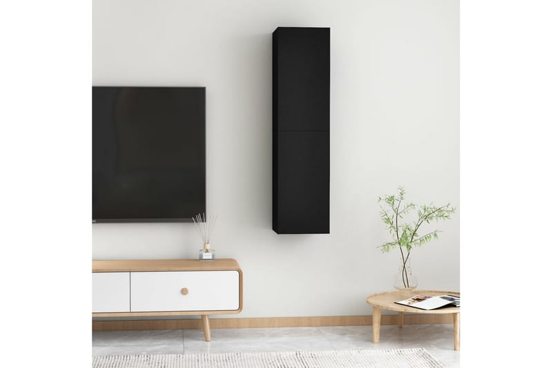 TV-skåp 2 st svart 30,5x30x60 cm spånskiva - Svart - TV bänk & mediabänk
